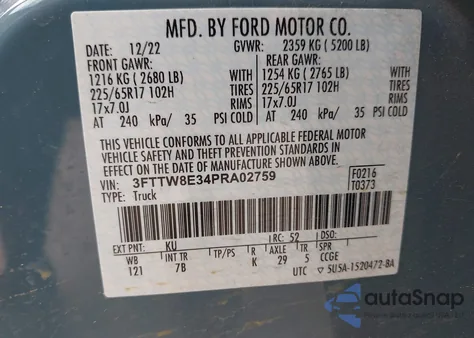 2023 Ford Maverick Xlt from USA, damaged, VIN 3FTTW8E34PRA02759